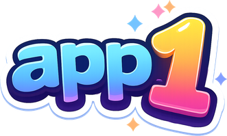 app 1 সাইটের বেগুনি লোগো